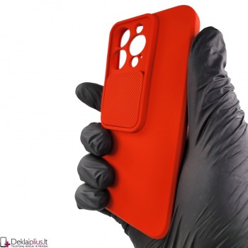Švelnus guminis dėklas su kameros apsauga - raudonas (Apple Iphone 13 Pro)